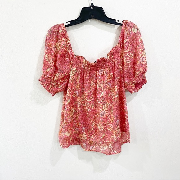 J.Crew Squareneck puff-sleeve cotton-blend voile top in bouquet block print - Picture 2 of 11